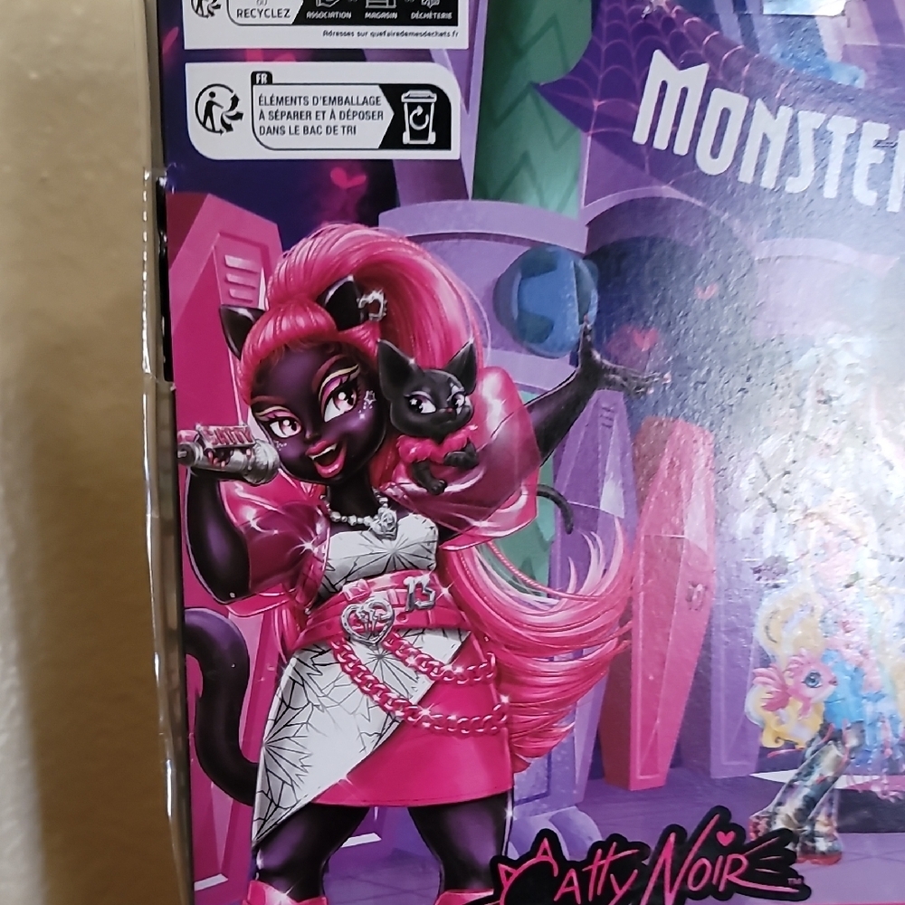 Monster High Black Doll "Caty Noir" with Pink and Silver Outfit - Picture 6 of 6